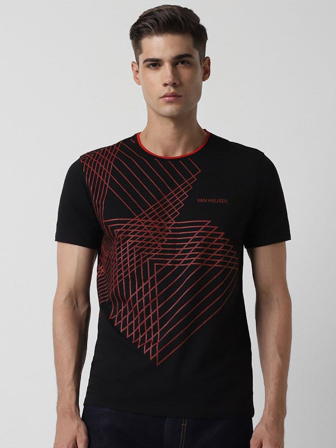 Van Heusen Geometric Printed Slim Fit Cotton T-shirt - view 1