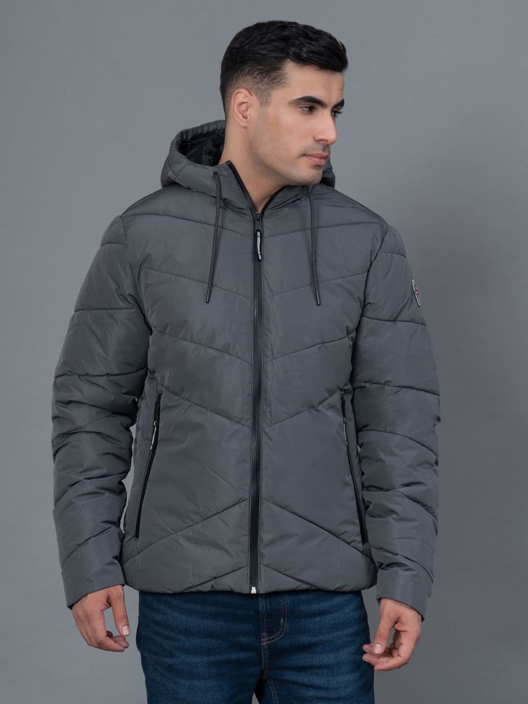 Red Tape Men Solid Hooded Padded Jacket - view 1