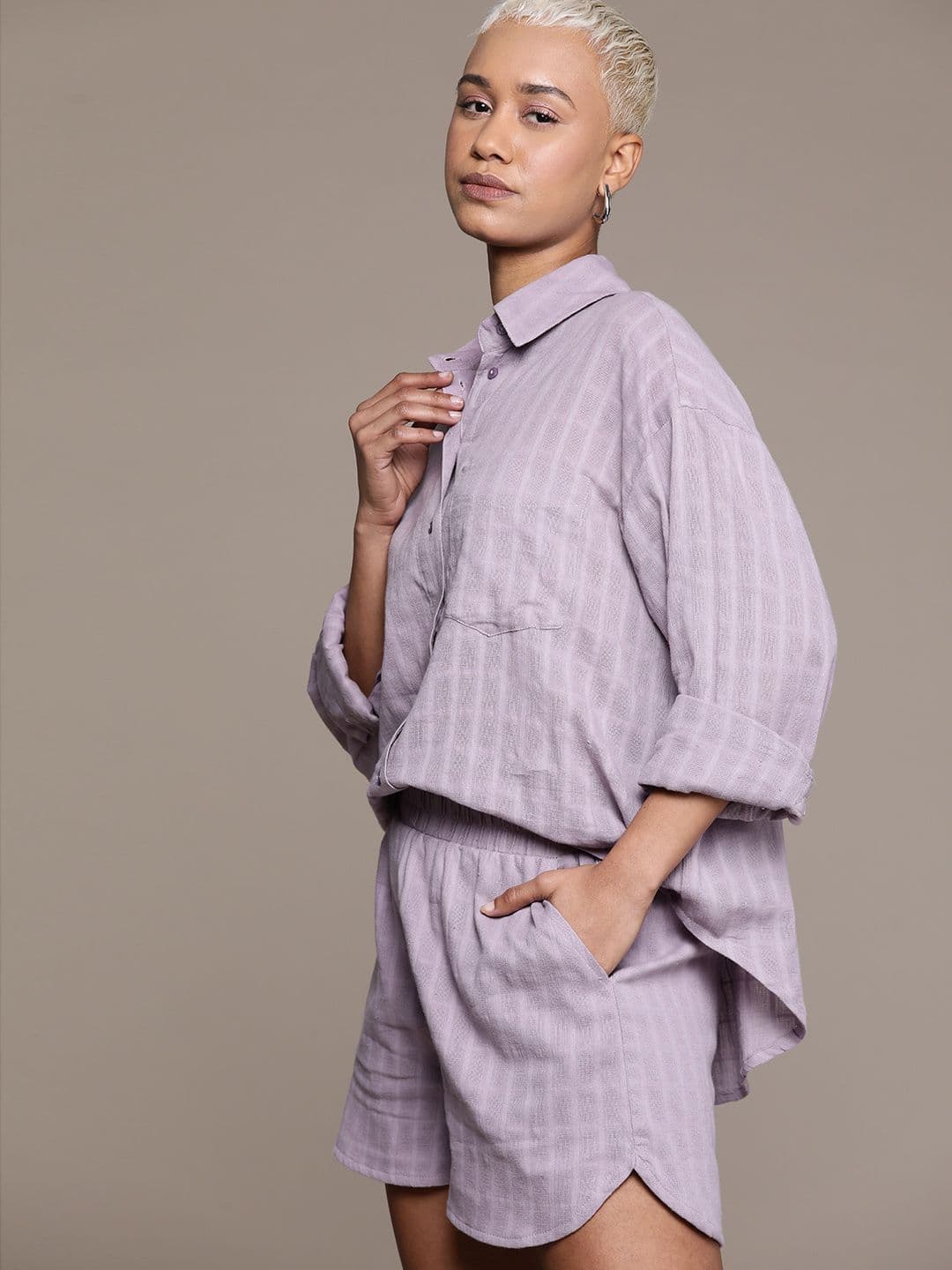 The Roadster Lifestyle Co. Women Cotton Self Striped Co-Ords - view 1