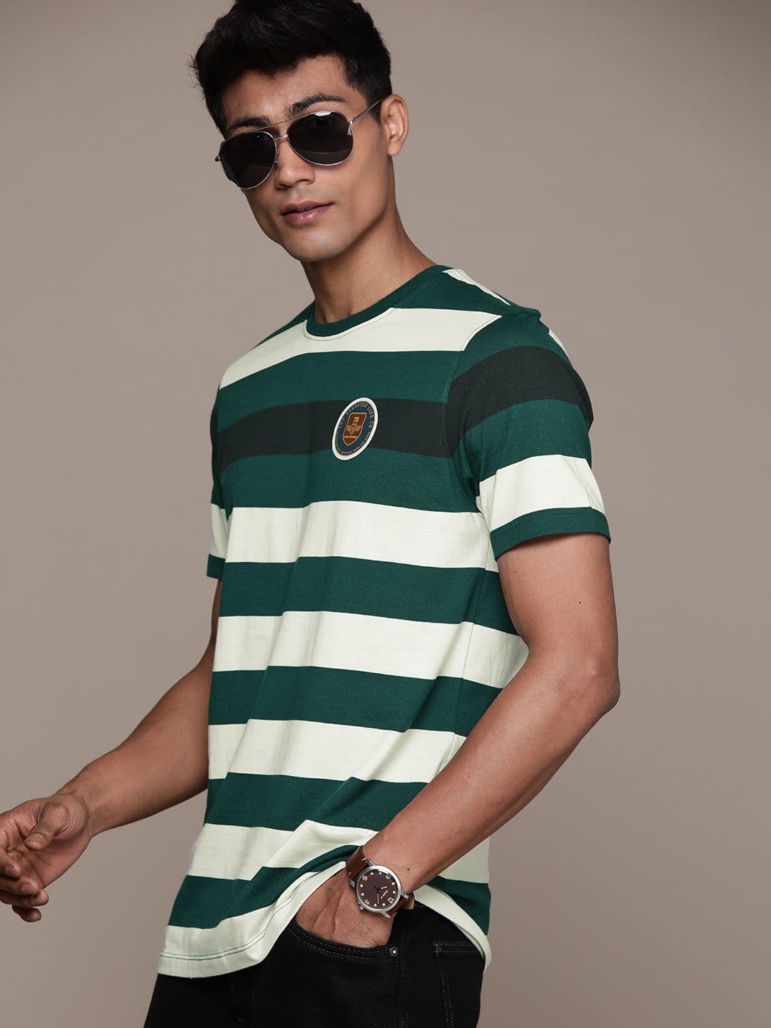 The Roadster Lifestyle Co. Striped Short Sleeves T-shirt - view 1