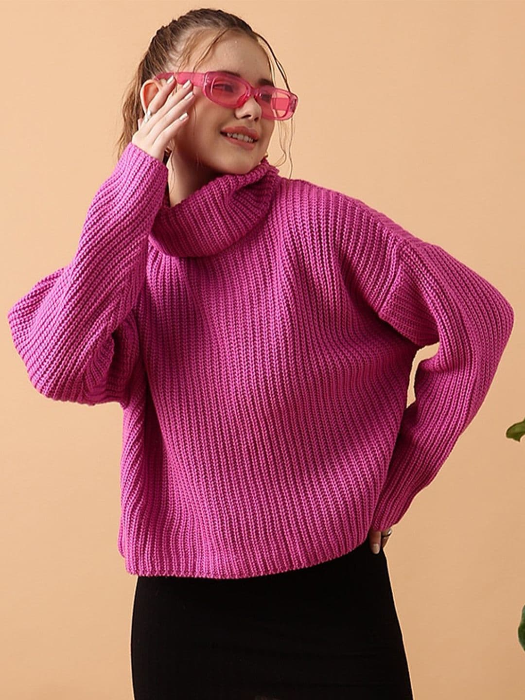 STREET 9 Ribbed Turtle Neck Acrylic Pullover Sweater - view 1