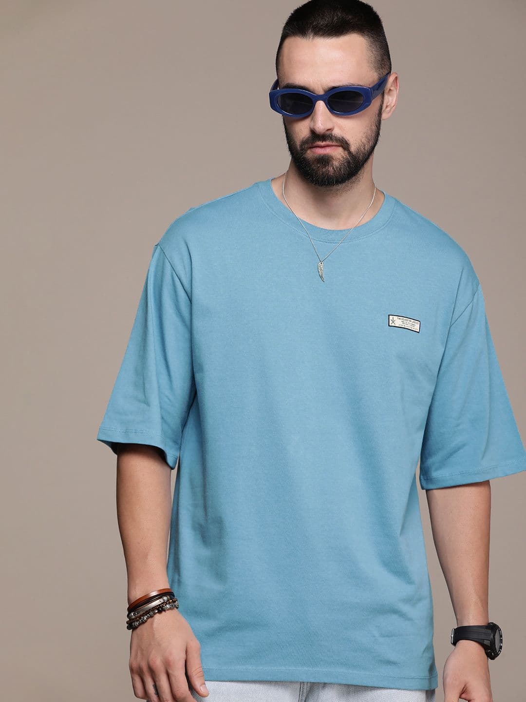 The Roadster Life Co. Drop-Shoulder Sleeves Pure Cotton T-shirt - view 1