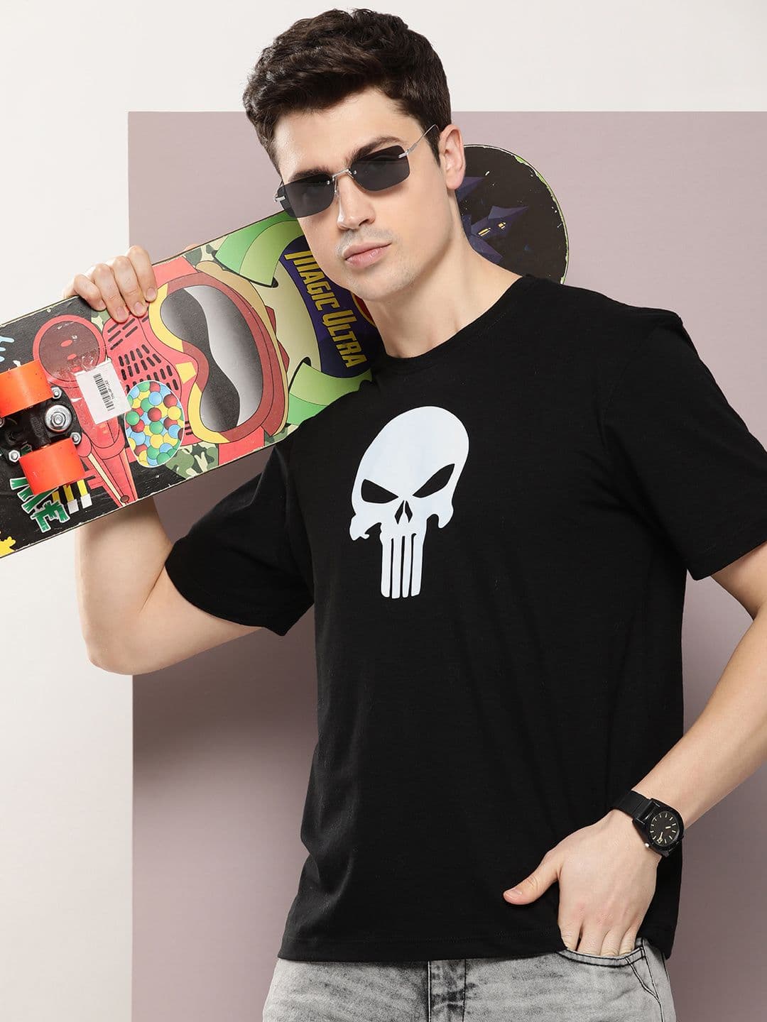 Kook N Keech Men Punisher Printed Pure Cotton T-shirt - view 1