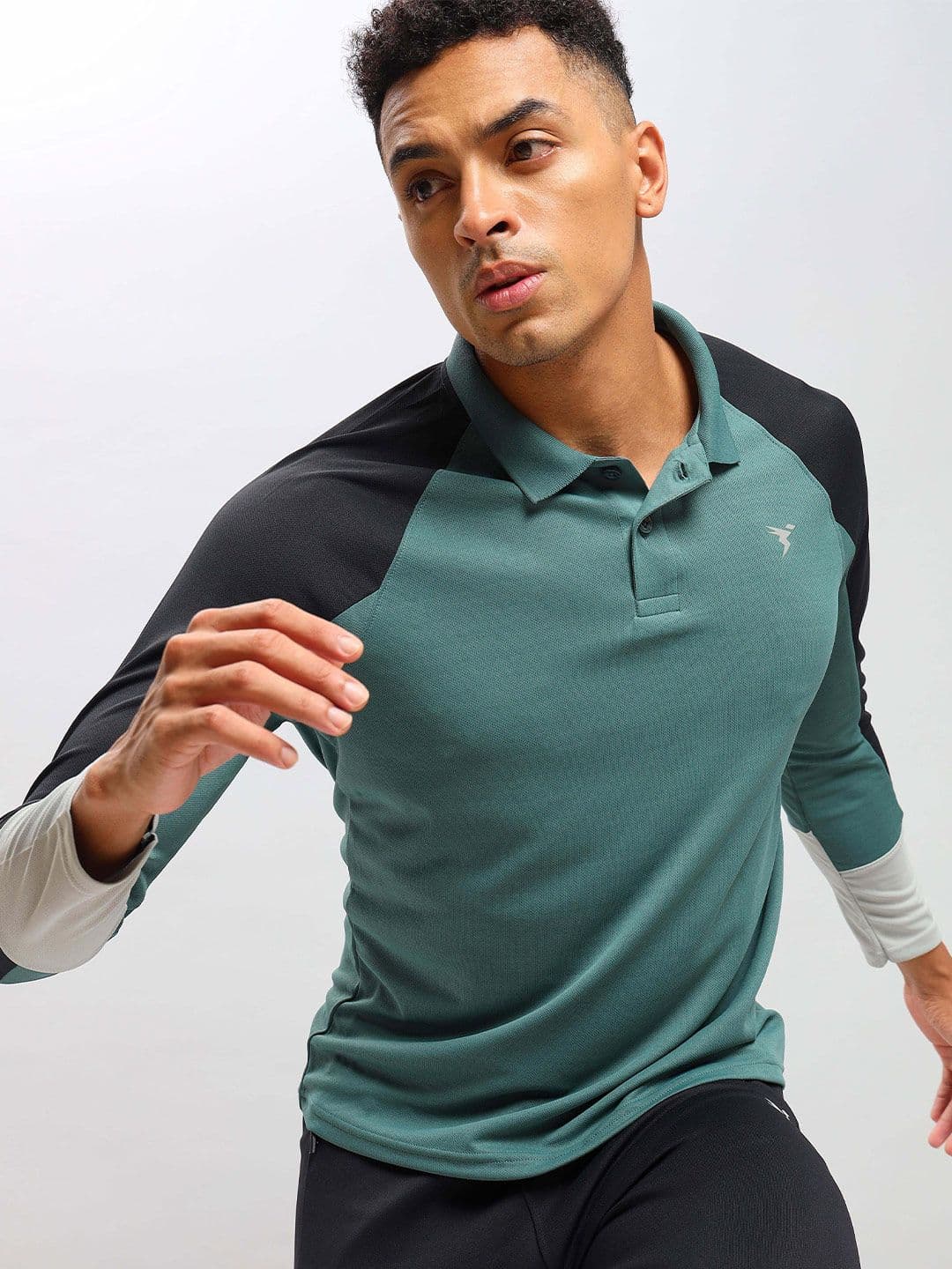 Technosport Colourblocked Polo Collar Antimicrobial Training T-shirt - view 1