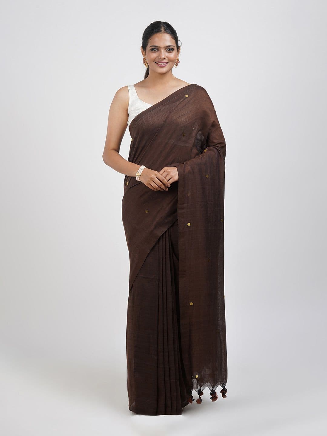 TEEJH Mirror Work Embellished Pure Cotton Saree - view 1