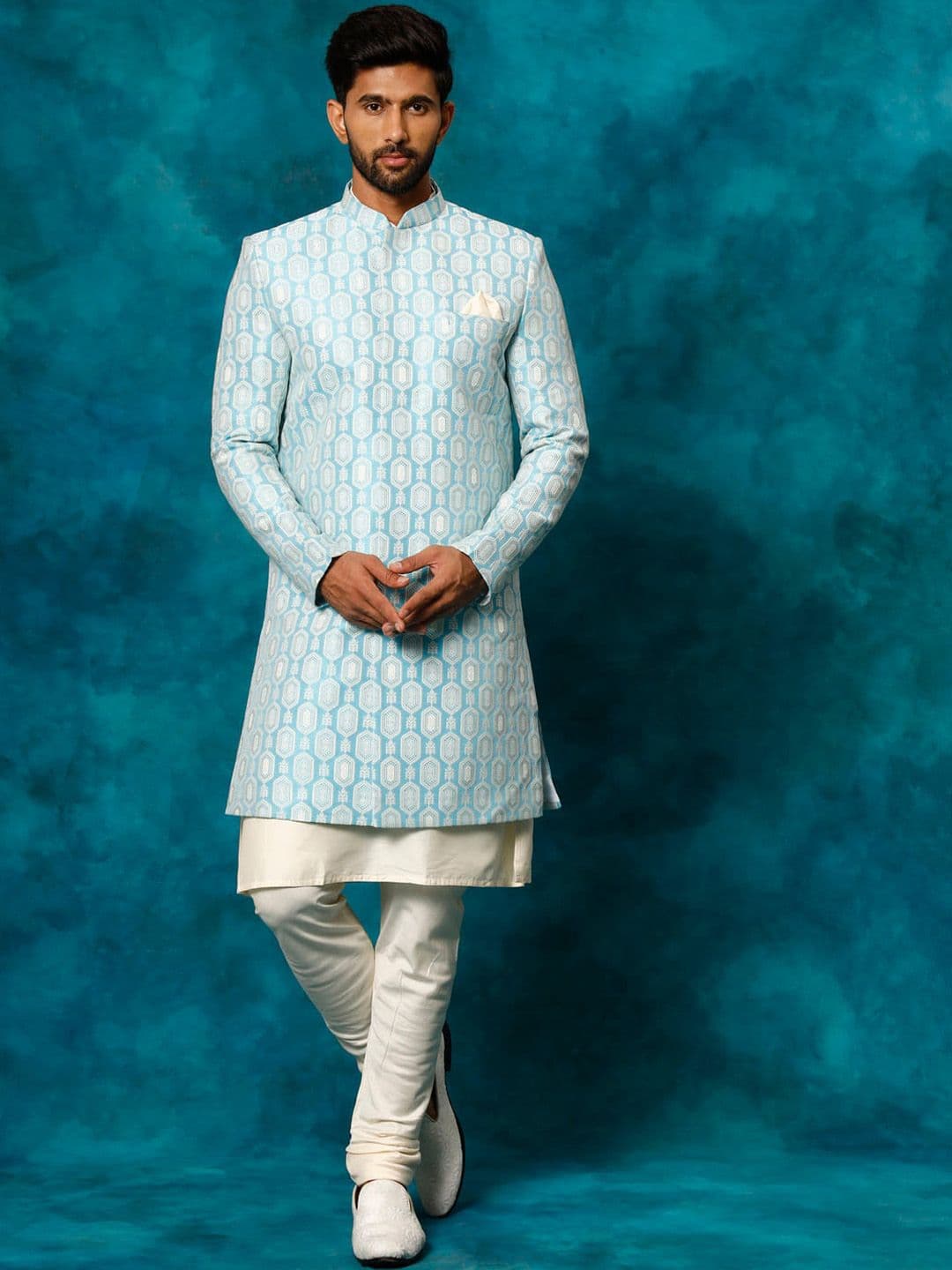 VASTRAMAY Embroidered Indo Western Sherwani Set - view 1