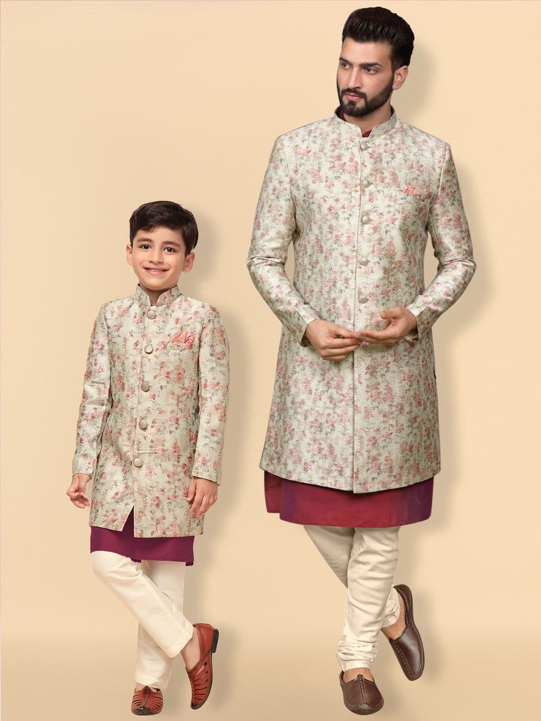 KISAH Men Self-designed Kurta Indowestern Sherwani Set - view 1