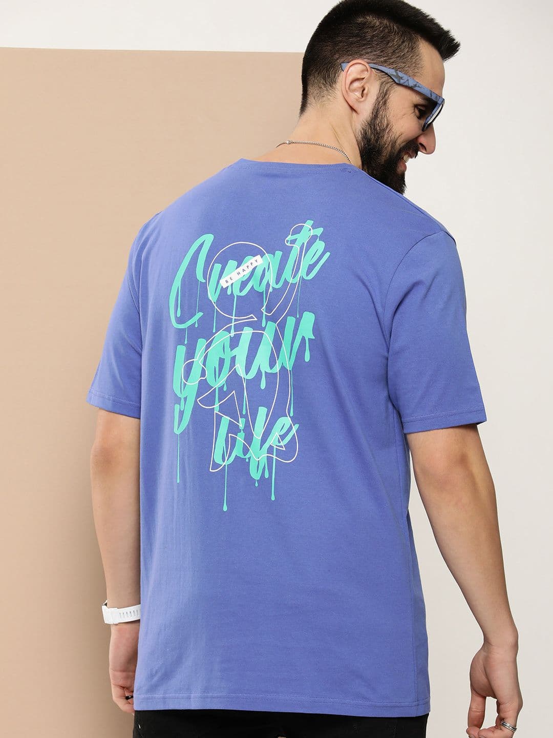 HERE&NOW Men Typography Printed Pure Cotton T-shirt - view 1