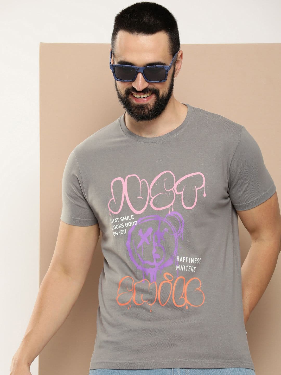 HERE&NOW Men Printed Pure Cotton T-shirt - view 1