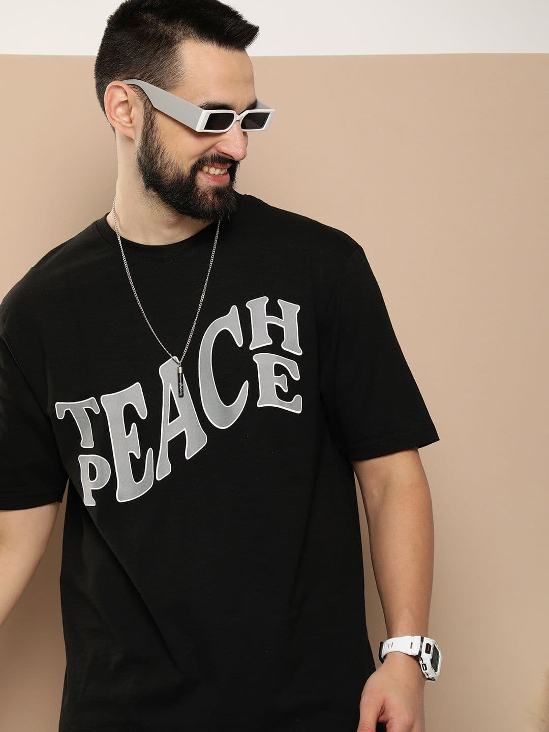 HERE&NOW Men Typography Printed Pure Cotton T-shirt - view 1