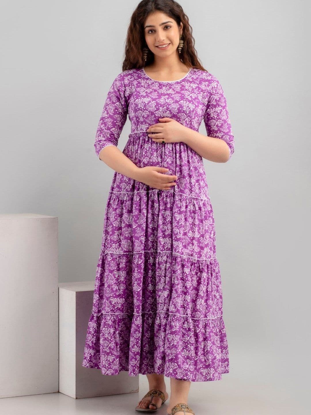 Henal Ethnic Motifs Printed Maternity Ethnic Dress - view 1