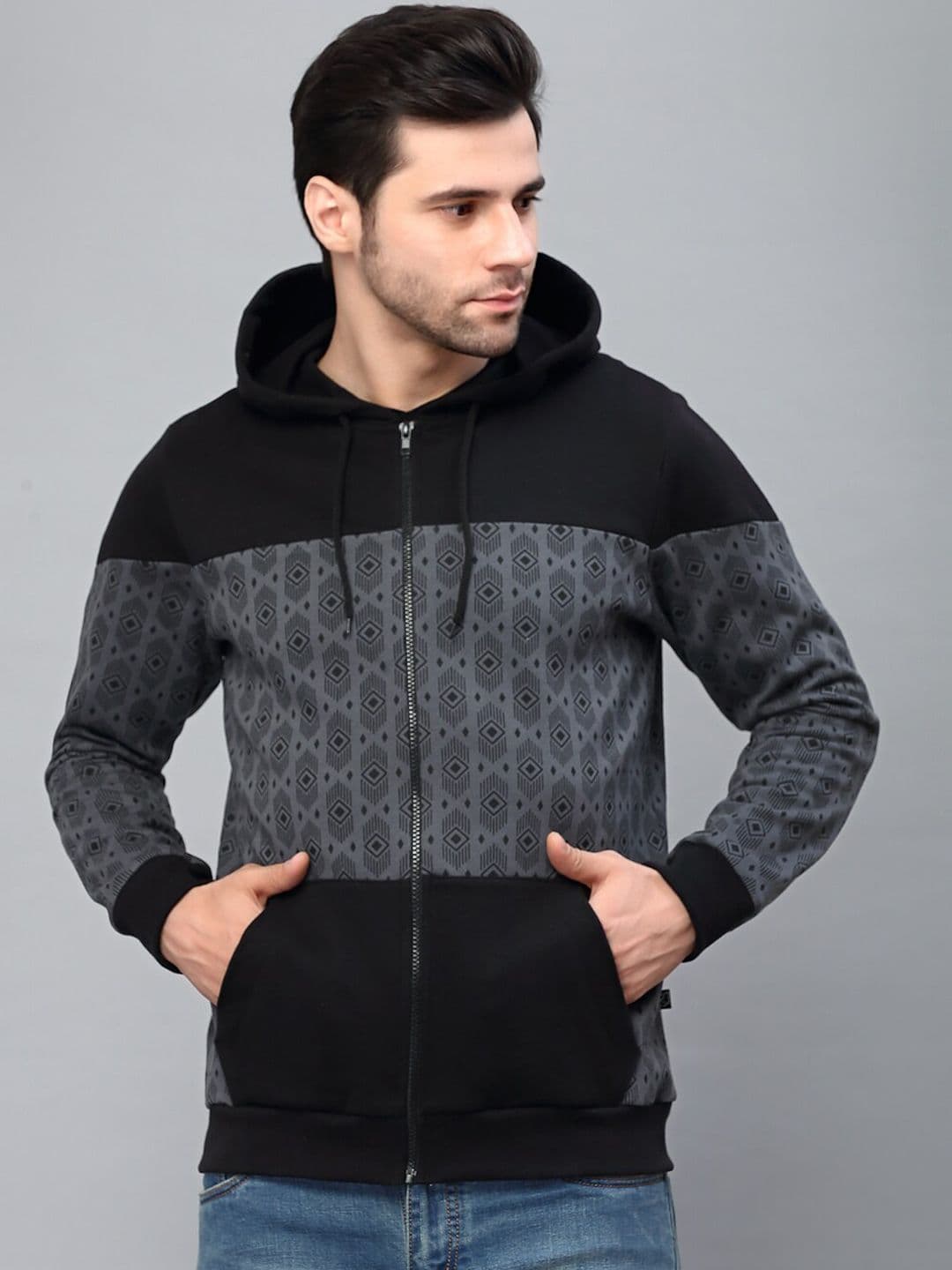 Rigo Men Printed Fleece Pullover Casual Hooded Sweatshirt - view 1
