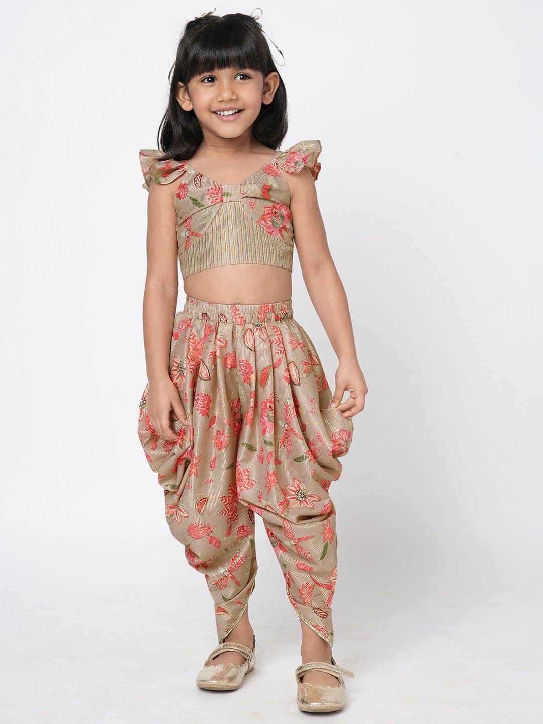 LIL DRAMA Girls Printed Top With Dhoti Pants - view 1