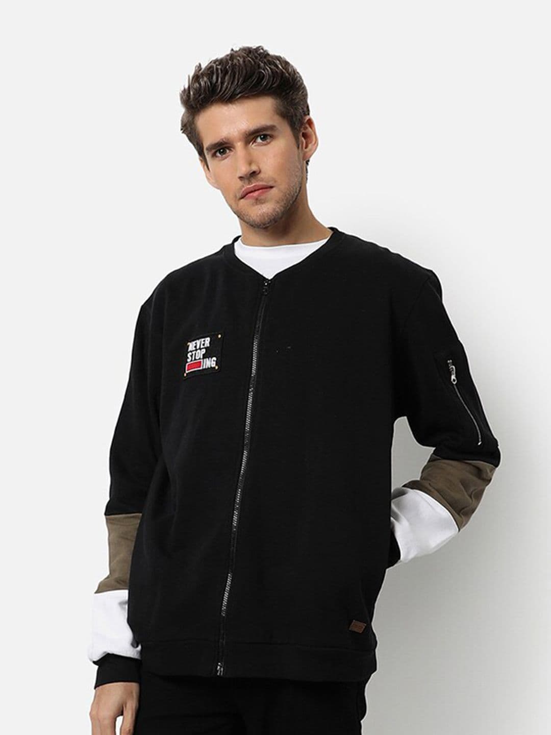 CAHOOT Campus Sutra Men Black Cotton Front-Open Sweatshirt - view 1