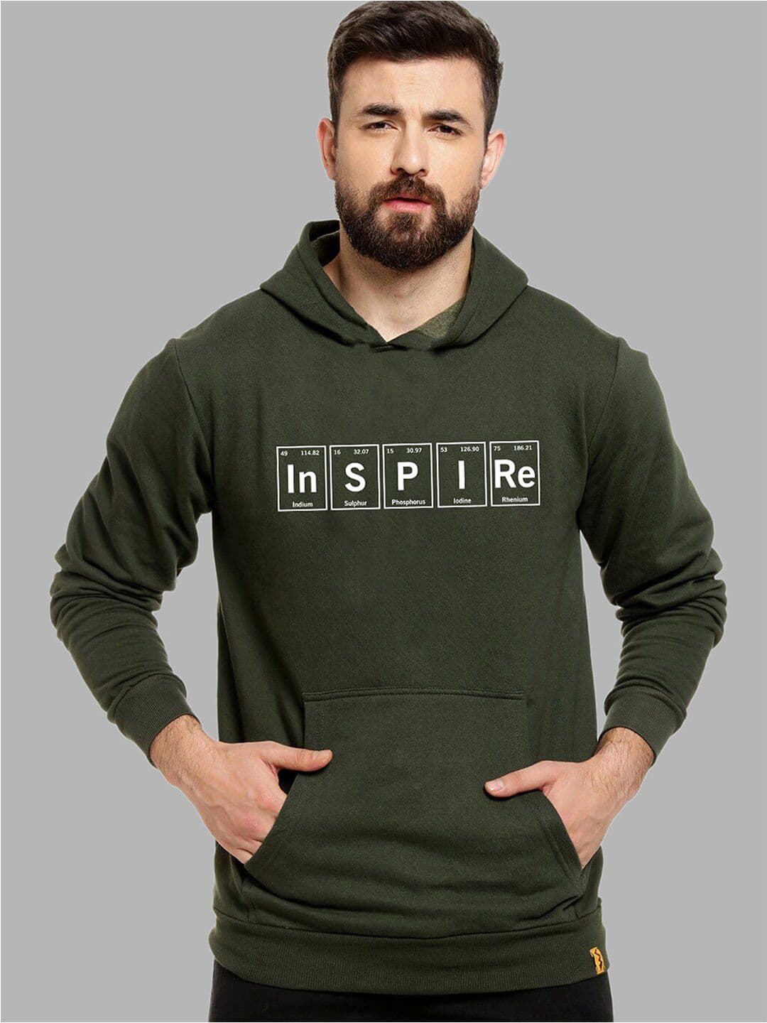 CAHOOT Men Green Printed Hooded Cotton Pullover Sweatshirt - view 1