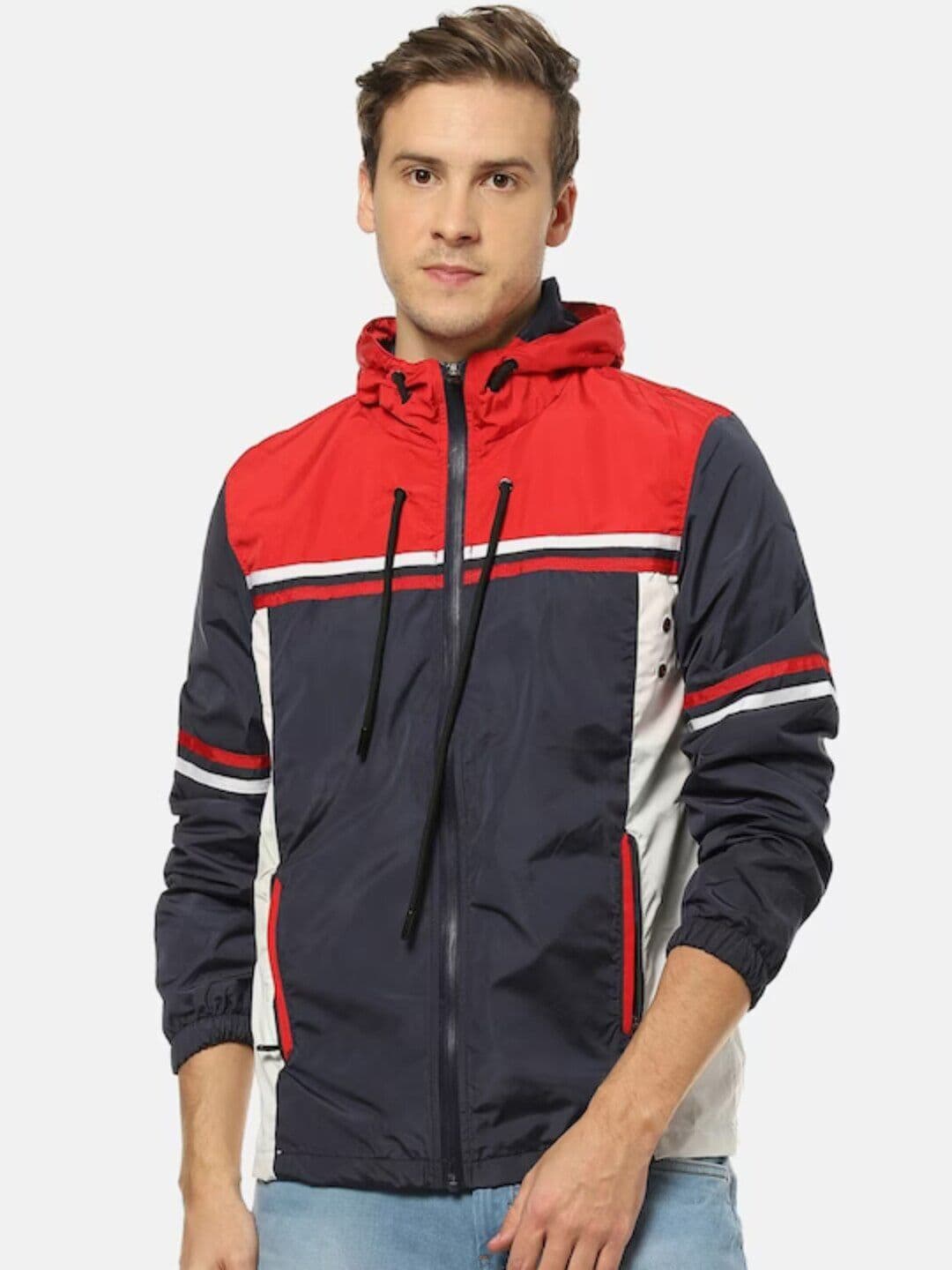 CAHOOT Campus Sutra Colourblocked Hooded Windcheater Bomber Jacket - view 1