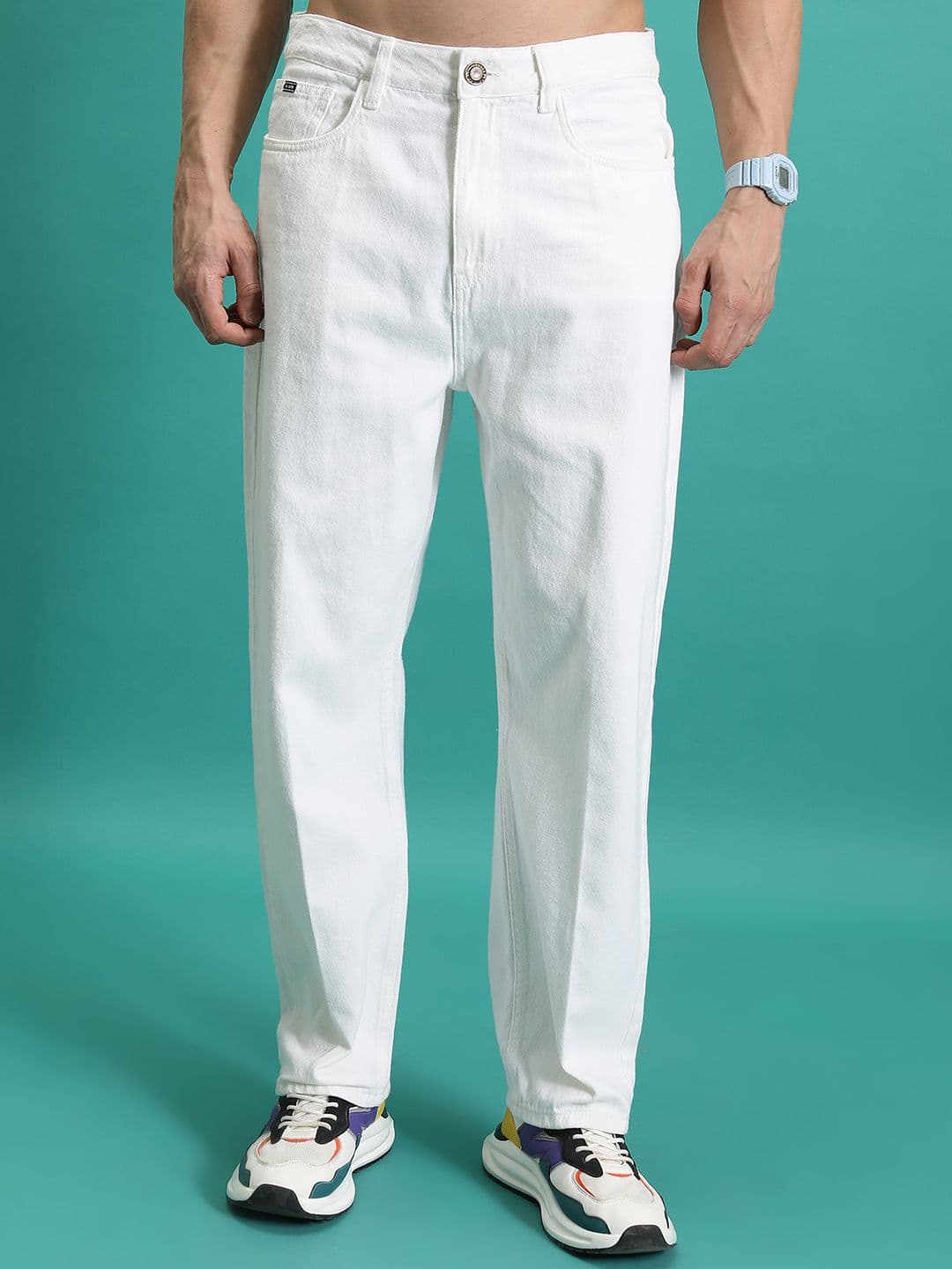 HIGHLANDER Men Loose Baggy Fit Clean Look Cotton Jeans - view 1