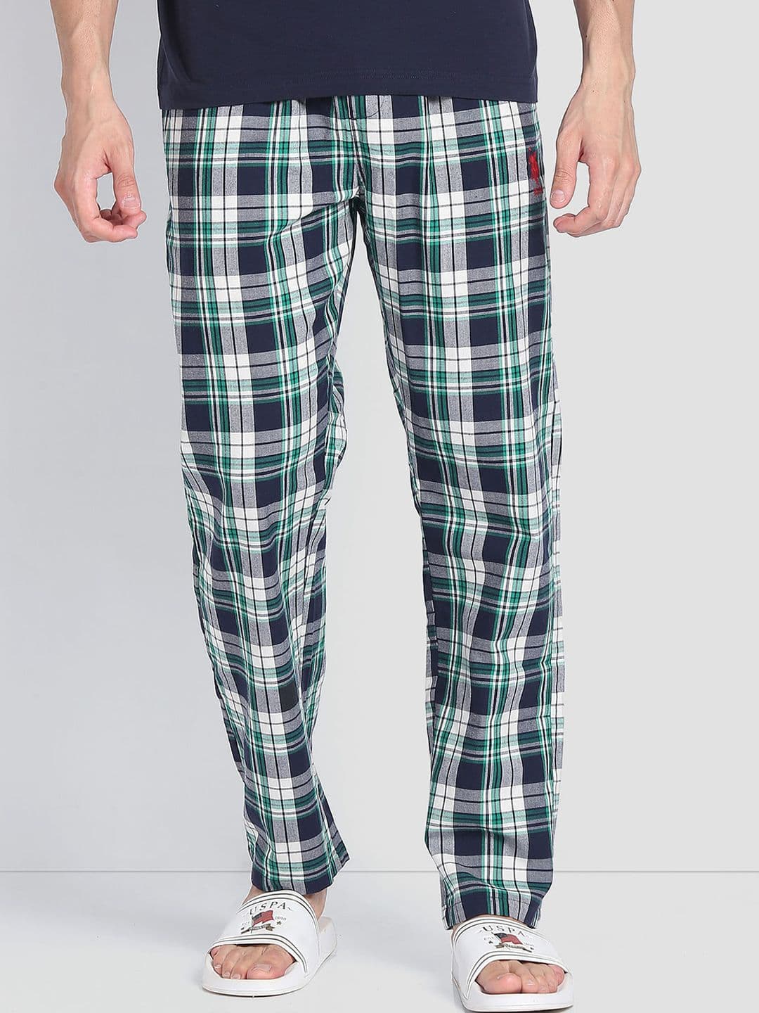 U.S. Polo Assn. Men Checked Pure Cotton Comfort Fit LP001 Lounge Pants - view 1