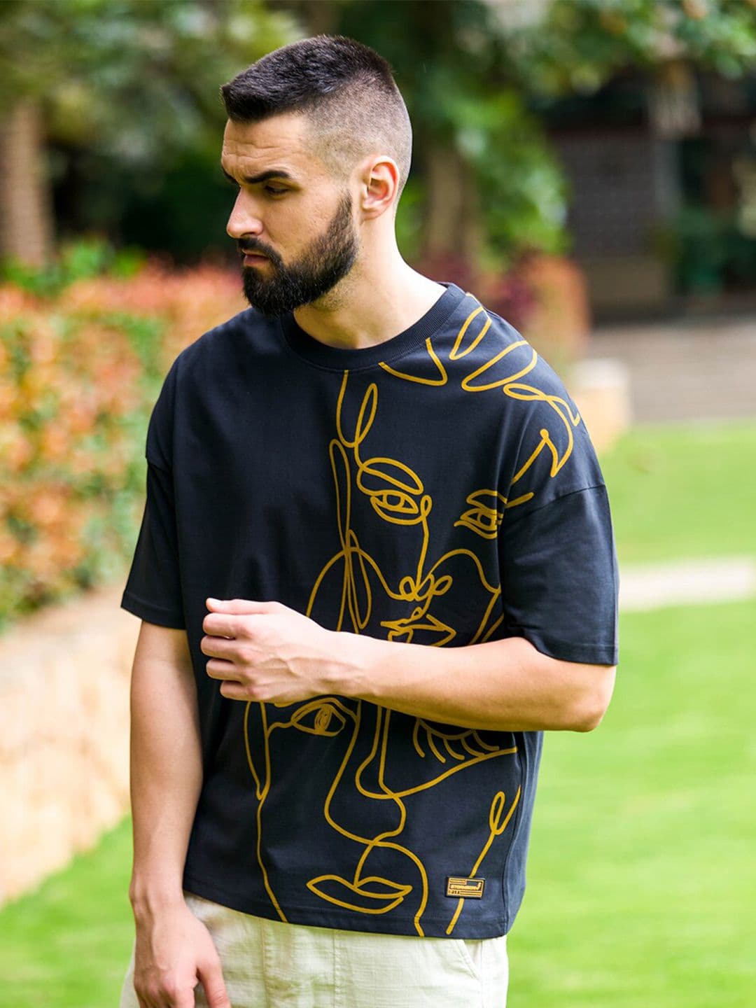 Stormborn Graphic Printed Oversized Drop Shoulder Sleeves Pure Cotton T-shirt - view 1