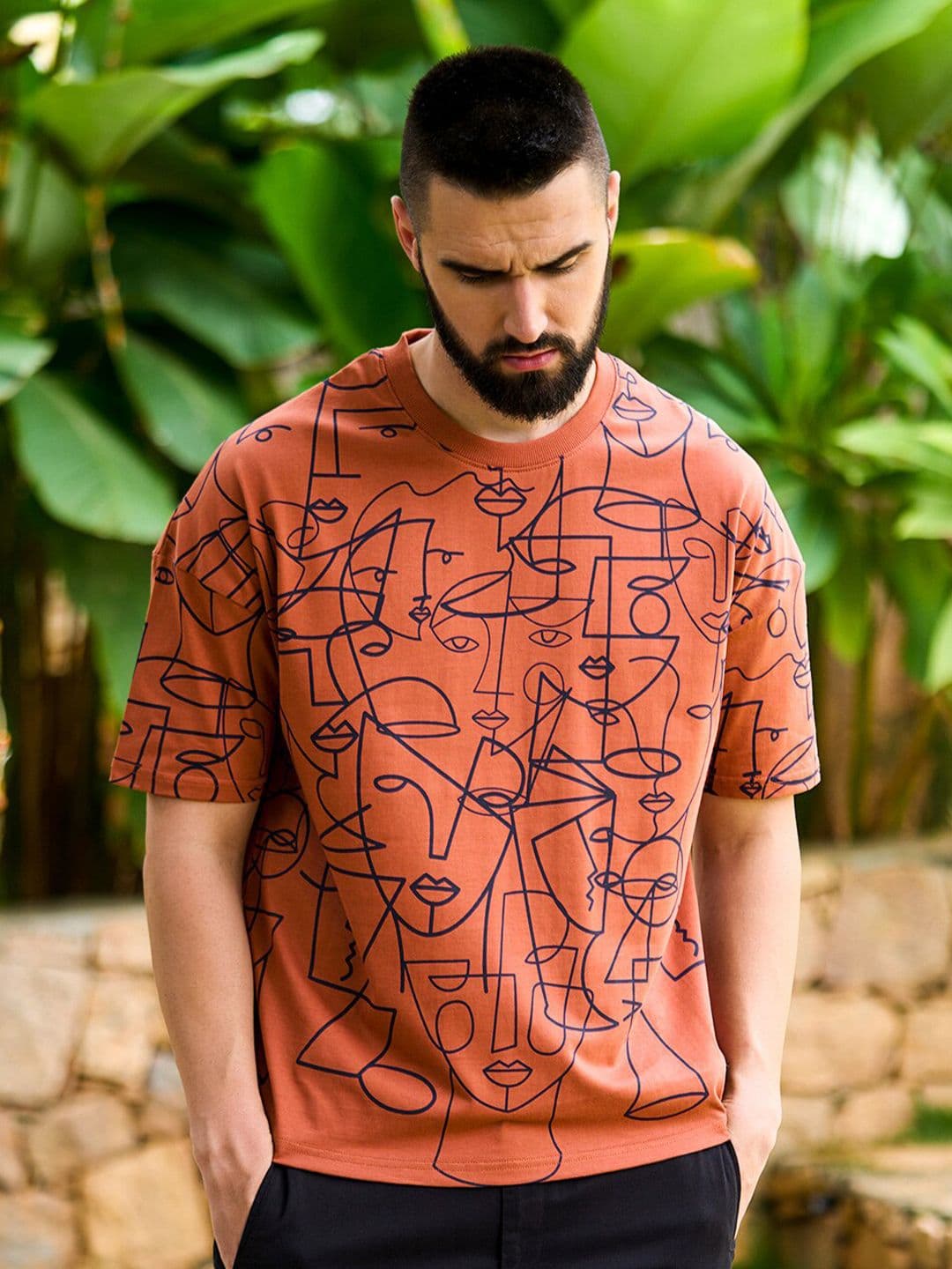 Stormborn Men Graphic Printed Drop-Shoulder Sleeves Oversized Pure Cotton T-shirt - view 1