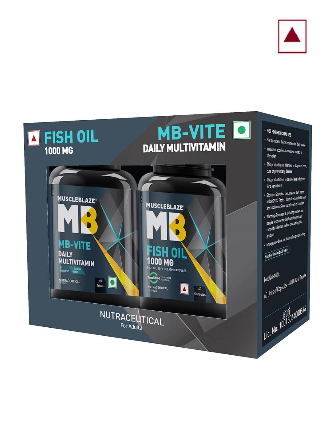 MuscleBlaze MB-Vite Multivitamins & Omega 3 Fish Oil 1000mg Capsules Combo - 60 Pcs Each - view 1