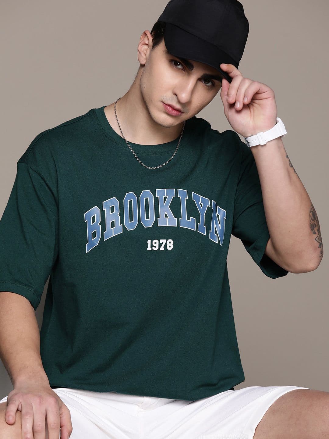 The Roadster Lifestyle Co. Printed Drop-Shoulder Sleeves Pure Cotton T-shirt - view 1
