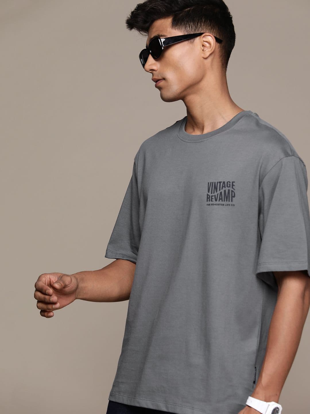 The Roadster Lifestyle Co. Placement Print Pure Cotton Relaxed T-shirt - view 1