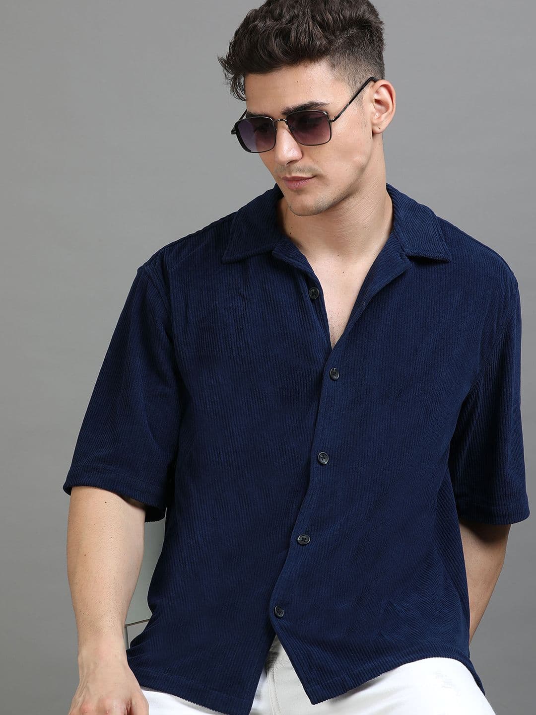HERE&NOW Oversized Ribbed Corduroy Casual Shirt - view 1