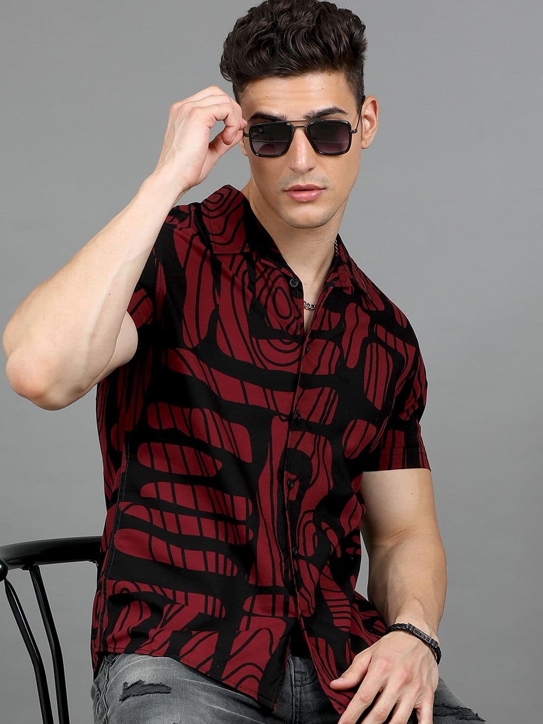 HERE&NOW Abstract Printed Cotton Casual Shirt - view 1