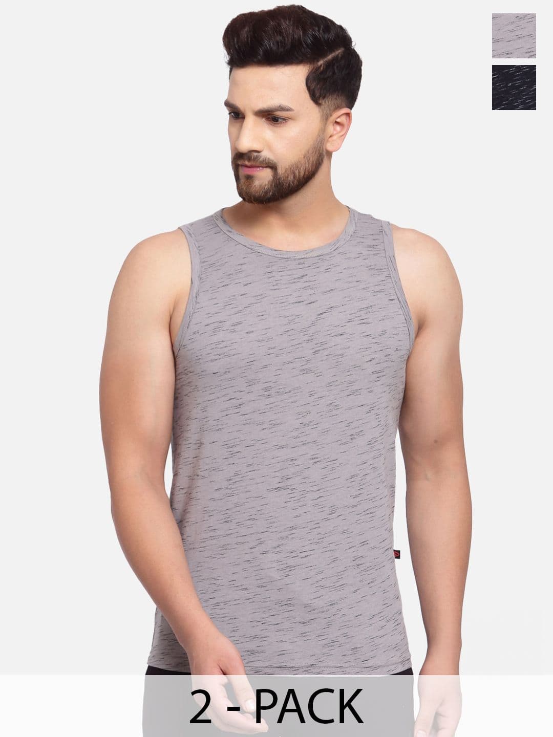 SPORTO Pack Of 2 Cotton Sleeveless Gym Vests - view 1