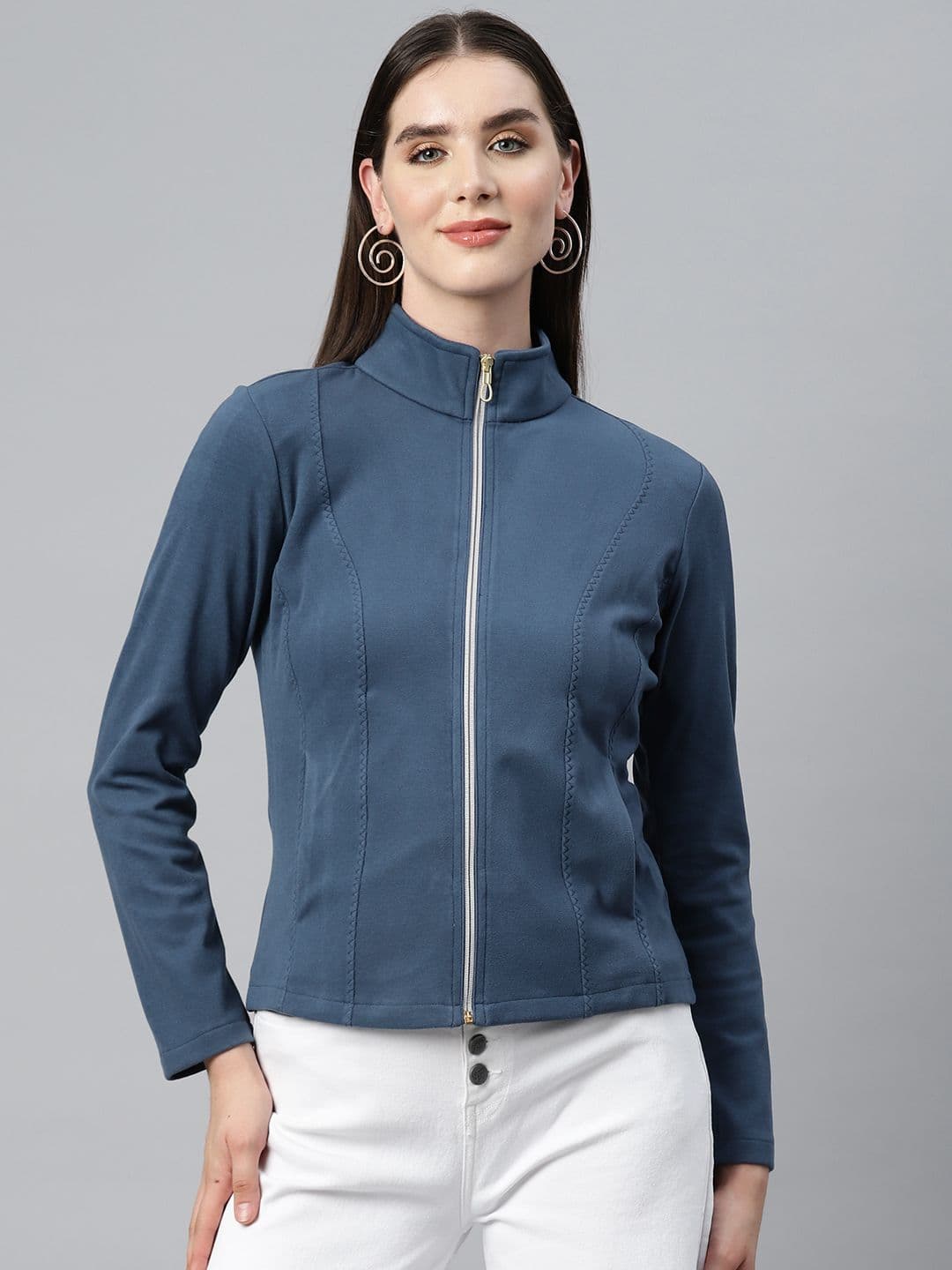 Nayam By Lakshita Fleece Stand Collar Sporty Jacket - view 1