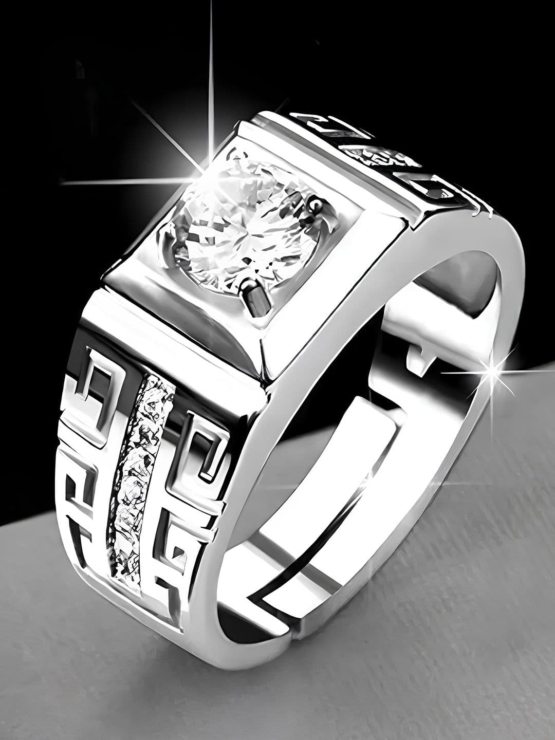 KARISHMA KREATIONS Silver-Plated Stainless Steel AD-Stone Studded Finger Ring - view 1