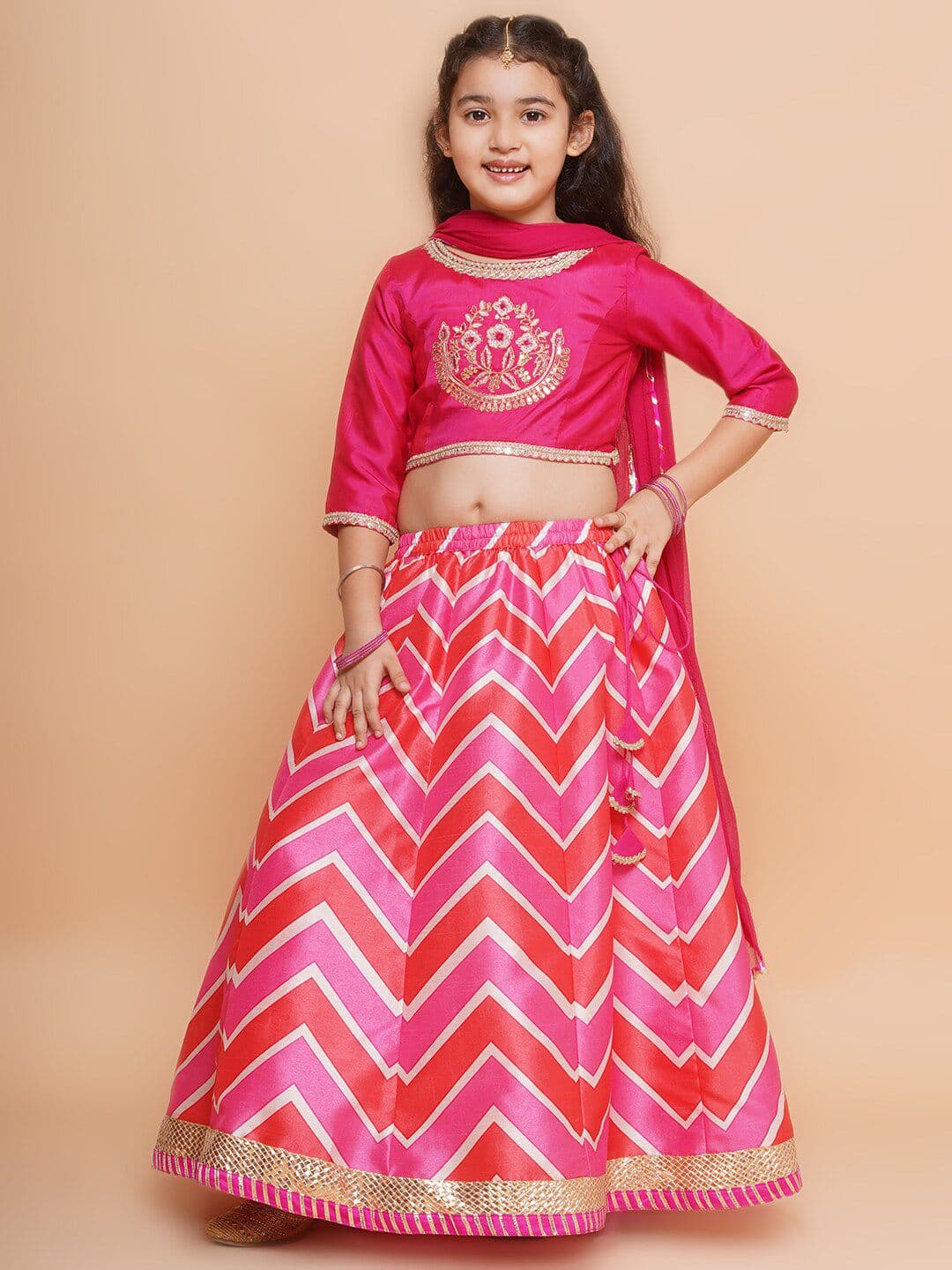 Bitiya by Bhama Embroidered Round Neck Ready to Wear Lehenga & Blouse With Dupatta - view 1