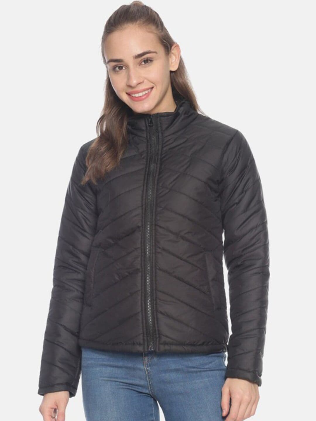 PINACOLADA Black Mock Collar Windcheater Padded Jacket - view 1
