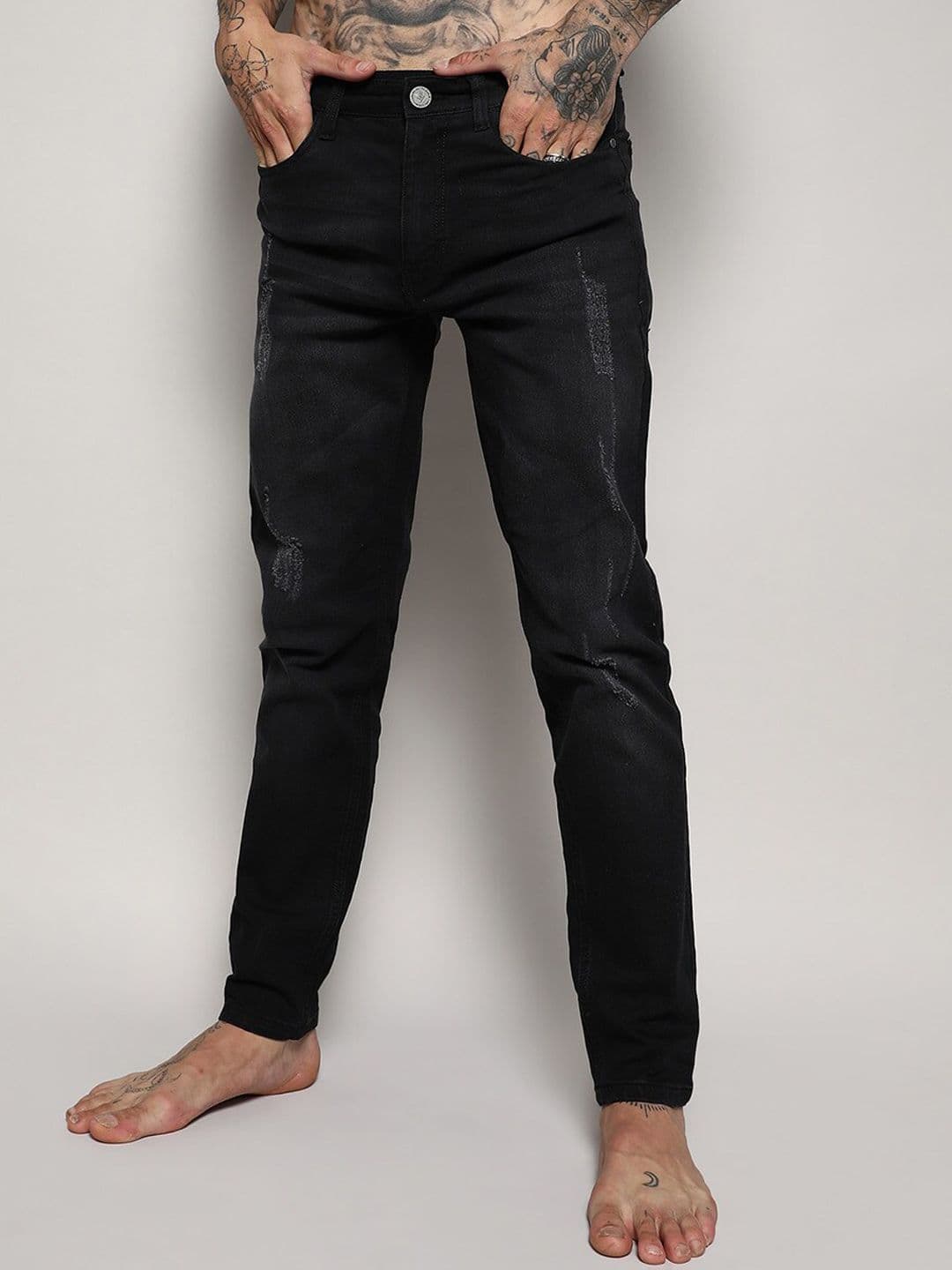 CAHOOT Campus Sutra Men Black Smart Slim Fit Mildly Distressed Stretchable Jeans - view 1