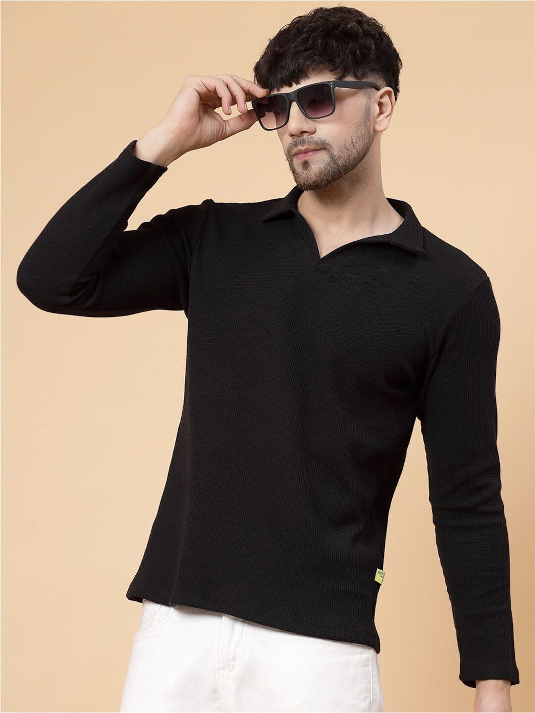 Rigo Polo Collar Long Sleeve Cotton T-shirt - view 1