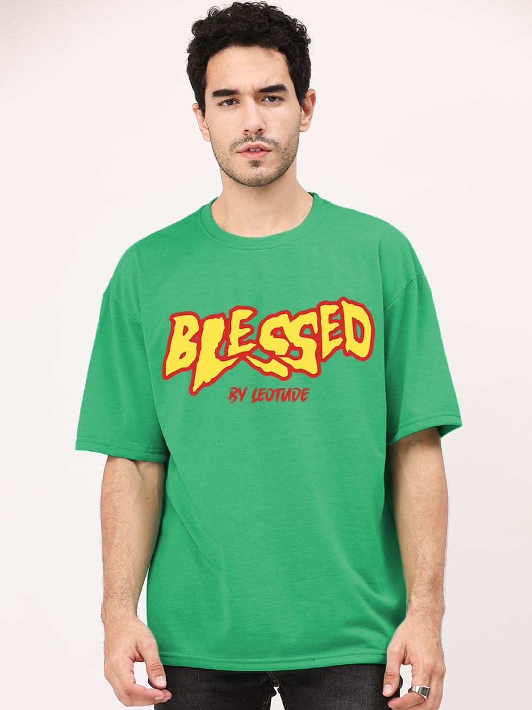 Leotude Typography Printed Drop Shoulder Sleeves Oversized T-shirt - view 1