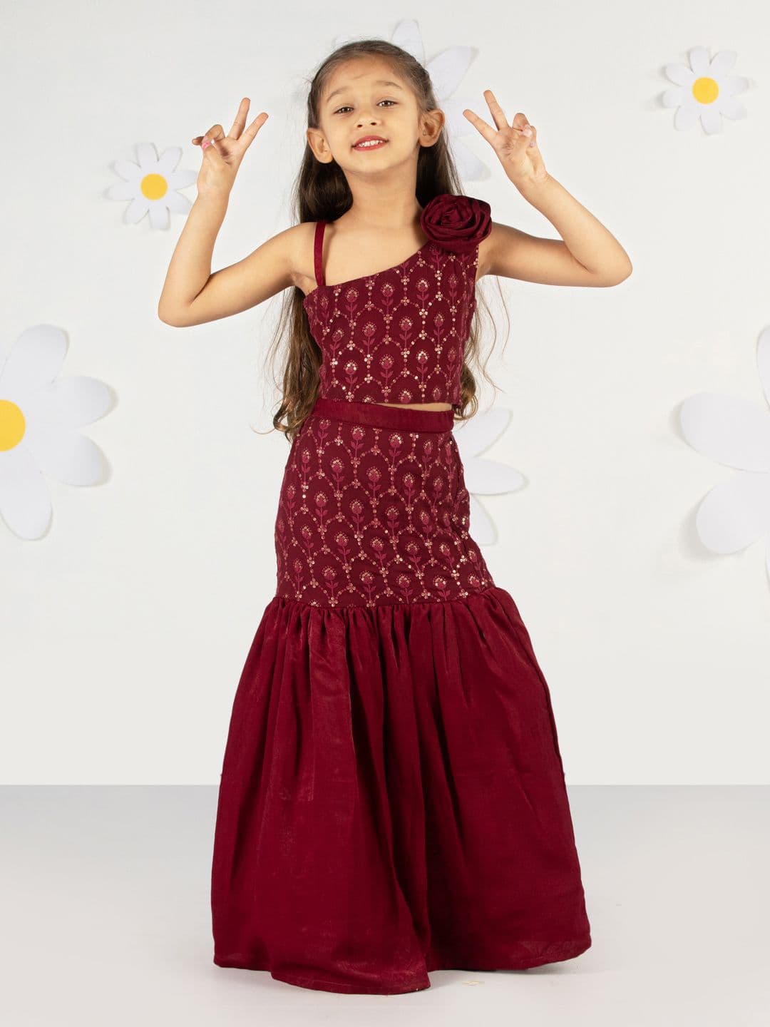 VASTRAMAY Girls Embellished Sequinned Ready to Wear Pure Georgette Lehenga - view 1