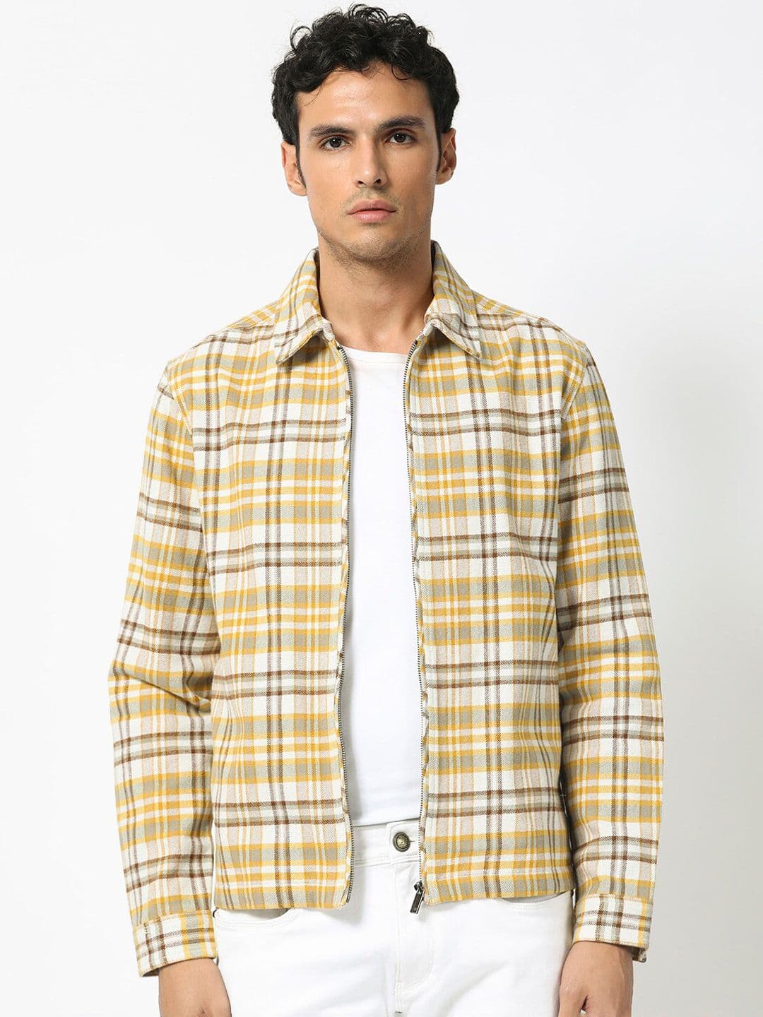 RARE RABBIT Men Yellow Relaxed Fit Checked Casual Shacket - view 1