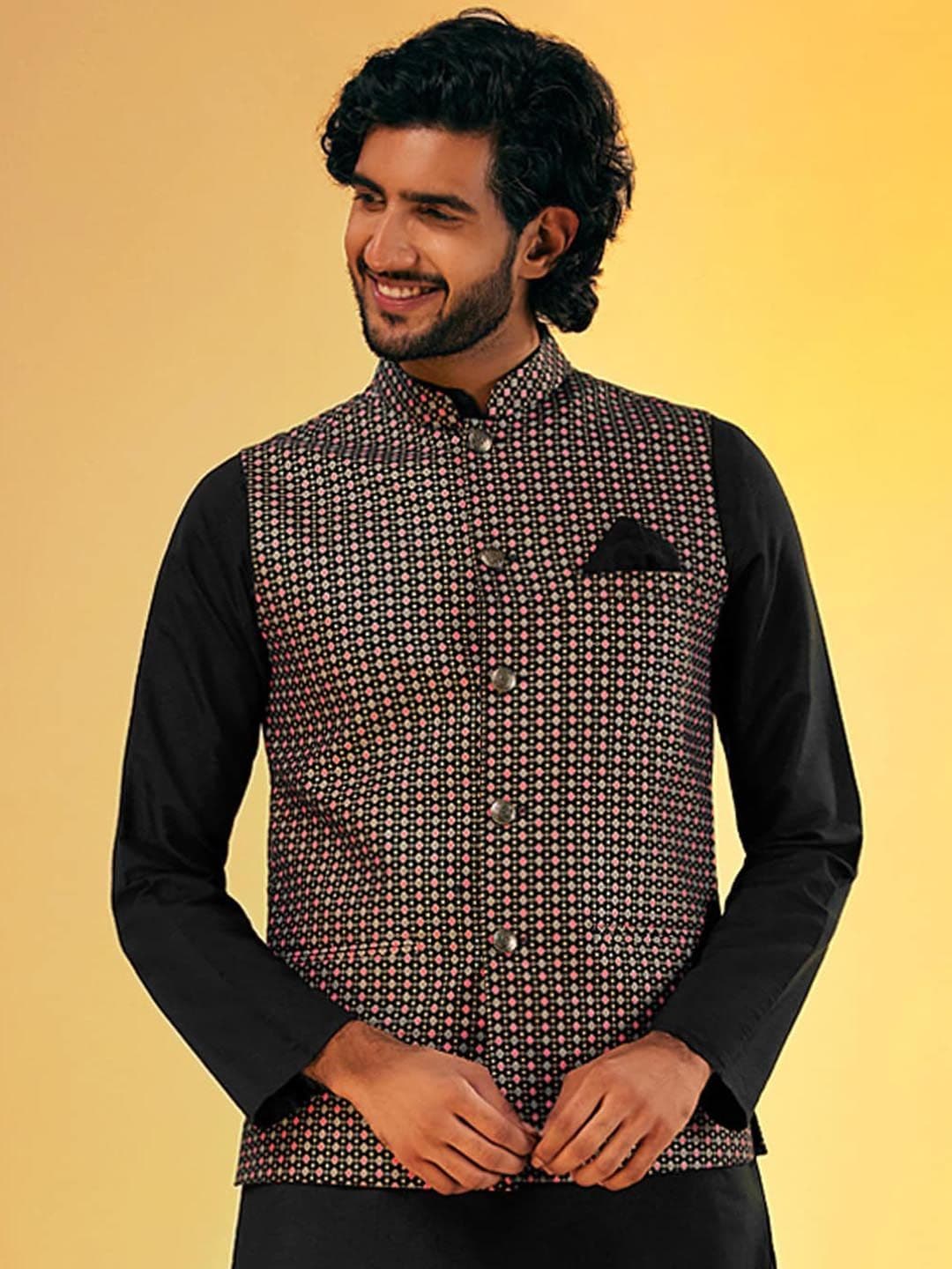 KISAH Men Printed Pure Cotton Nehru Jacket - view 1