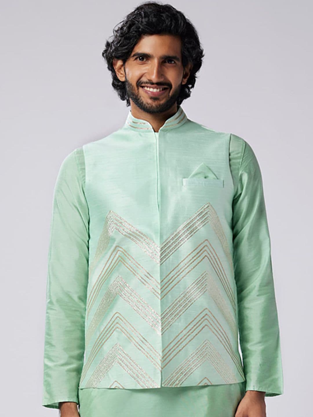 KISAH Woven Embellished Nehru Jacket - view 1