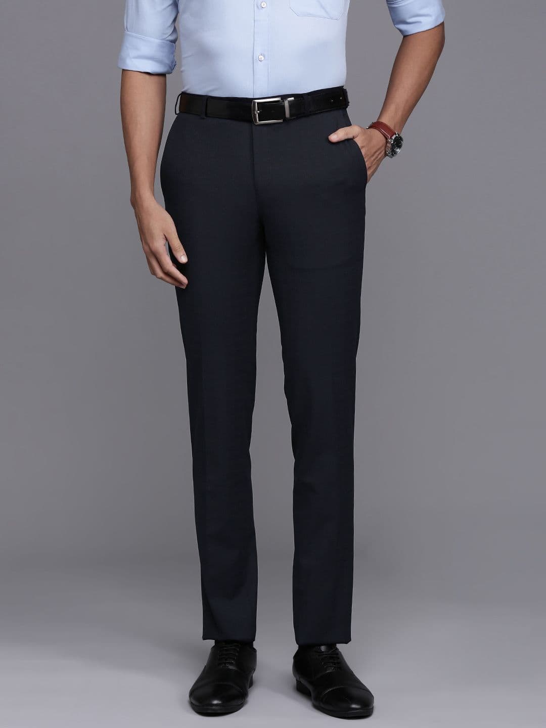 Raymond Men Self Design Textured Slim Fit Formal Trousers - view 1
