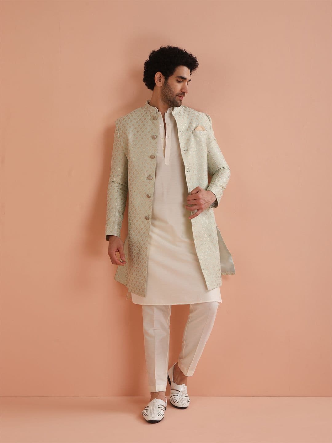 KISAH Men Zari-Design Sherwani Trouser Set - view 1