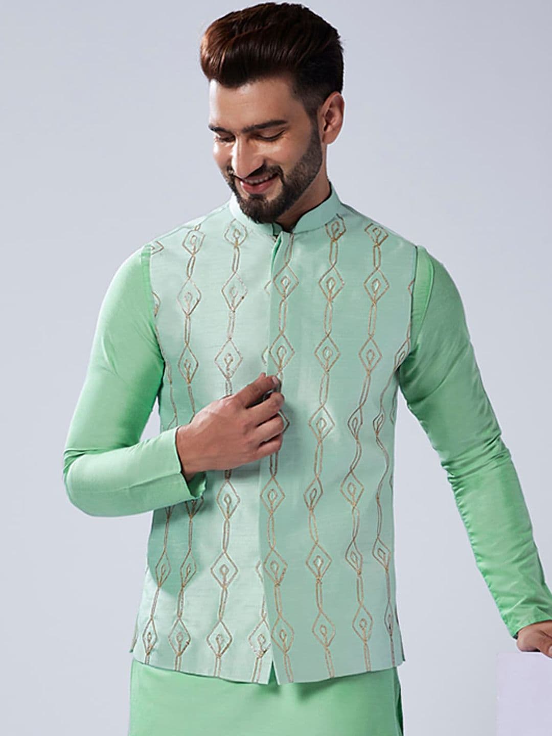 KISAH Embroidered Nehru Jacket - view 1