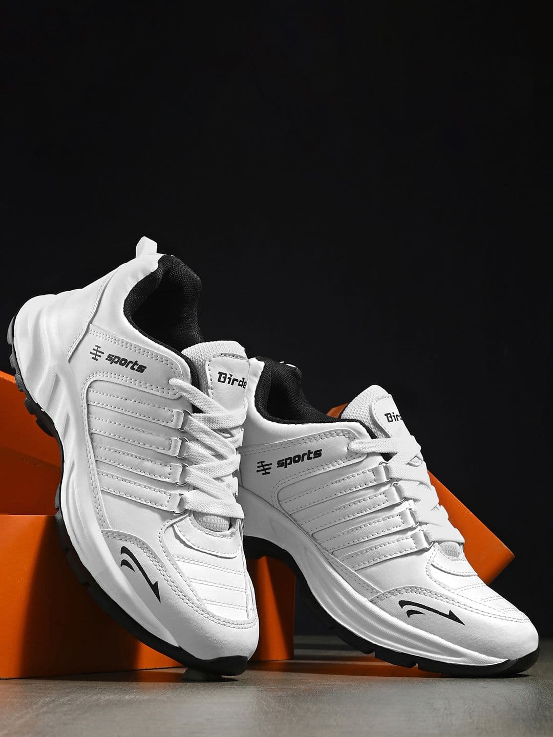BIRDE Men White Leather Walking Non-Marking Shoes - view 1