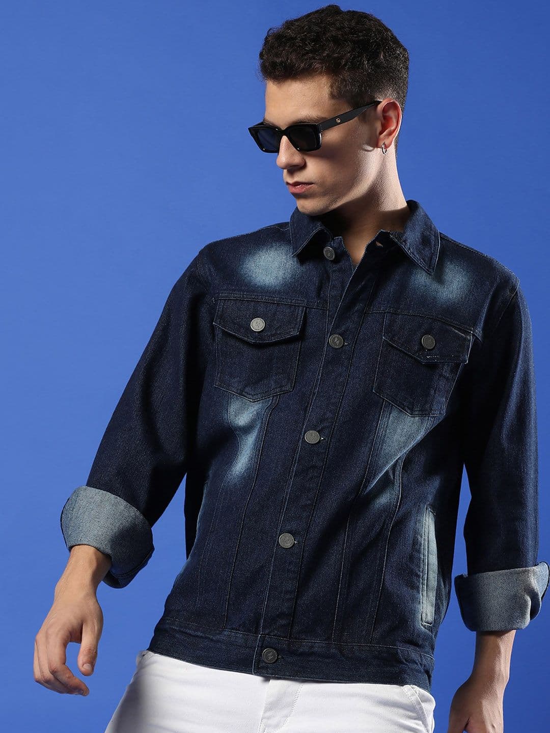 CAHOOT Campus Sutra Spread Collar Washed Windcheater Cotton Denim Jacket - view 1