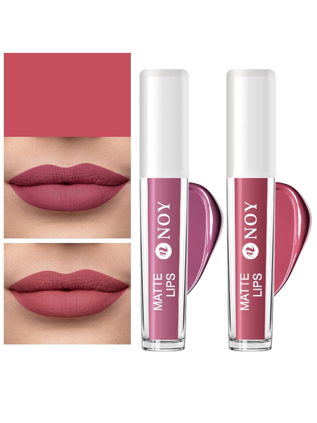 NOY Set Of 2 Matte Lips Lightweight Liquid Lipstick 4ml Each - Nude Pink-Mauve Nude - view 1