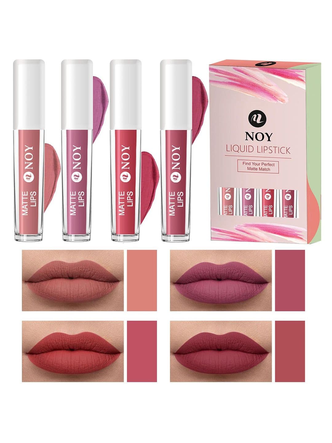 NOY 4Pcs Matte Lips Liquid Lipstick 4ml Each -Nude-Nude Pink-Tan Nude-Mauve Nude - view 1