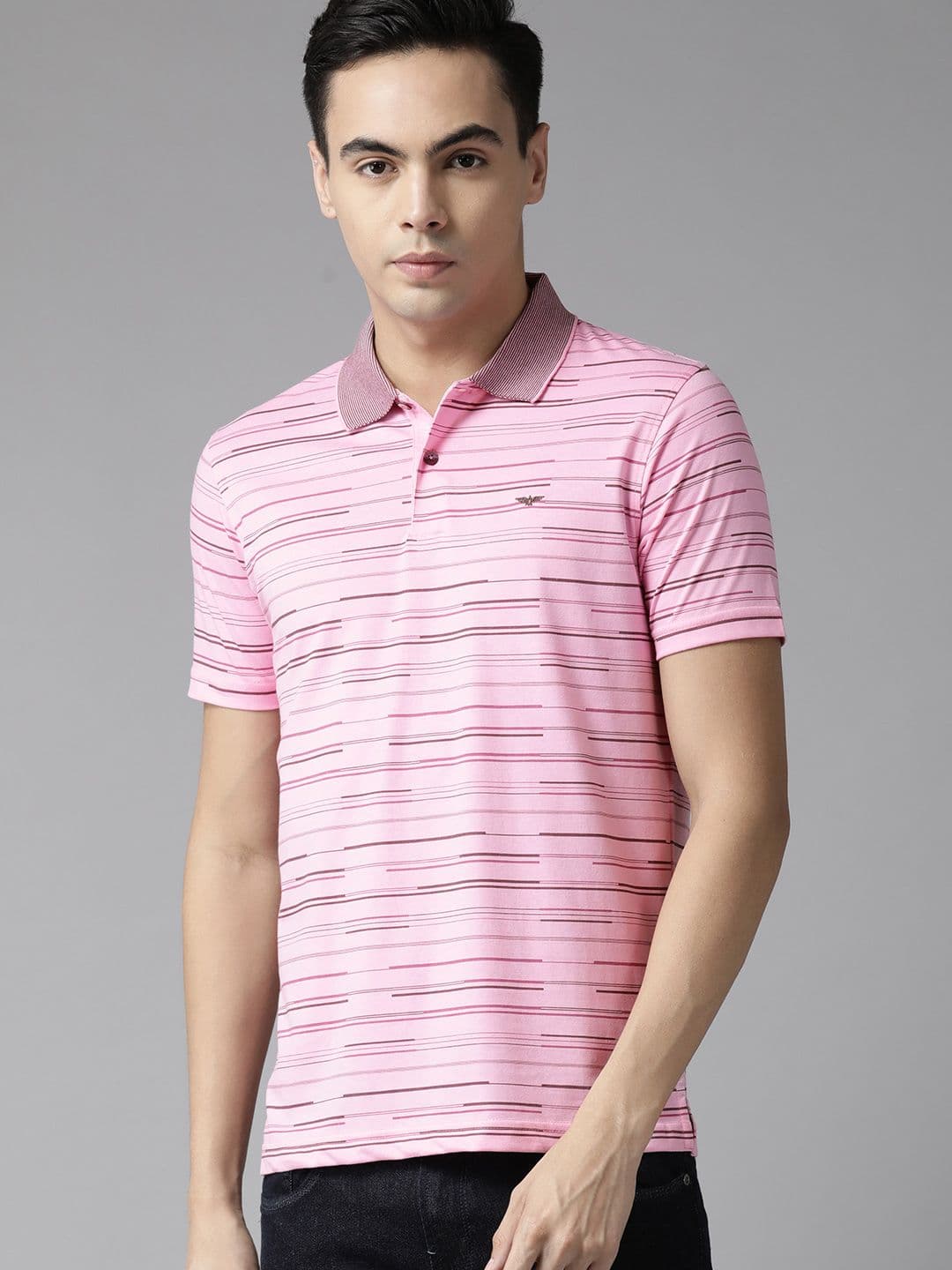 Park Avenue Men Striped Polo Collar Slim Fit T-shirt - view 1