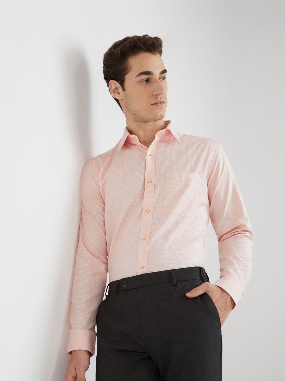 Raymond Pure Cotton Self Design Slim Fit Textured Formal Shirt - view 1